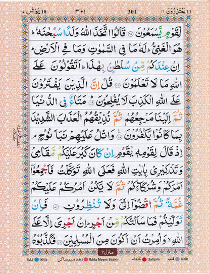 Colour Coded Quran Ref. 3 CC Arabic with Tajweed Rules and Manzils (13 Lines per page) Golden Purse image 4