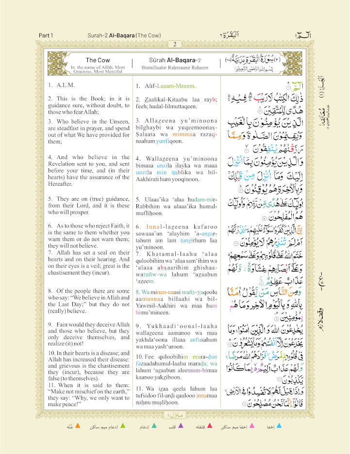 The Holy Quran Colour Coded Arabic Text and Transliteration with English translation by Abdullah Yusuf Ali | Roman English (HB) image 3