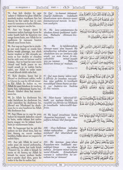 Holy Quran – Arabic Text, URDU Translation in ROMAN Script and English Transliteration image 2